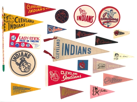 Assorted Vintage Cleveland Indians Pennants & Memorabilia Collection (18 Different)